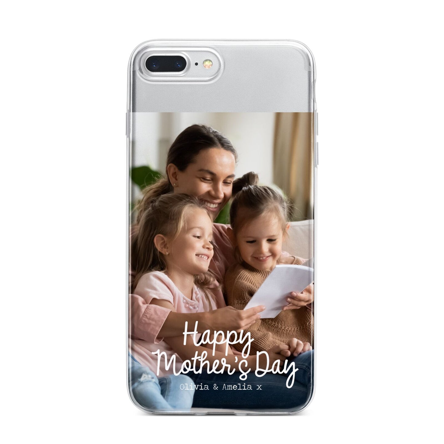 Mothers Day Family Photo with Names iPhone 7 Plus Bumper Case on Silver iPhone
