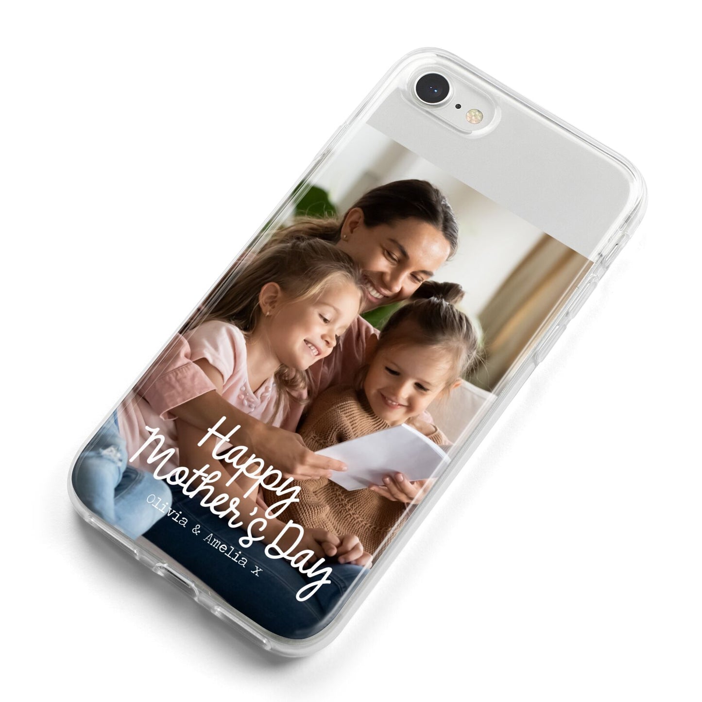 Mothers Day Family Photo with Names iPhone 8 Bumper Case on Silver iPhone Alternative Image