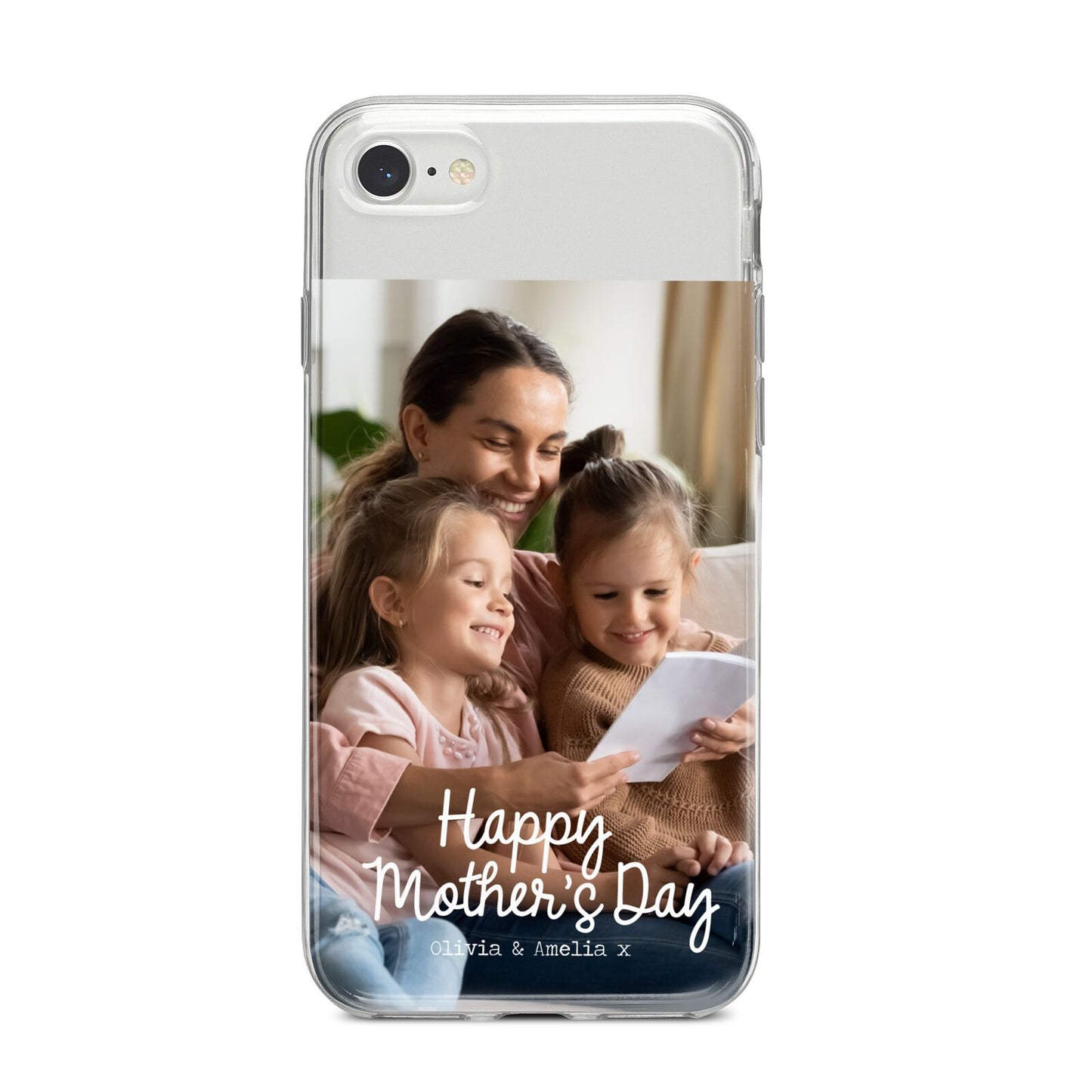 Mothers Day Family Photo with Names iPhone 8 Bumper Case on Silver iPhone