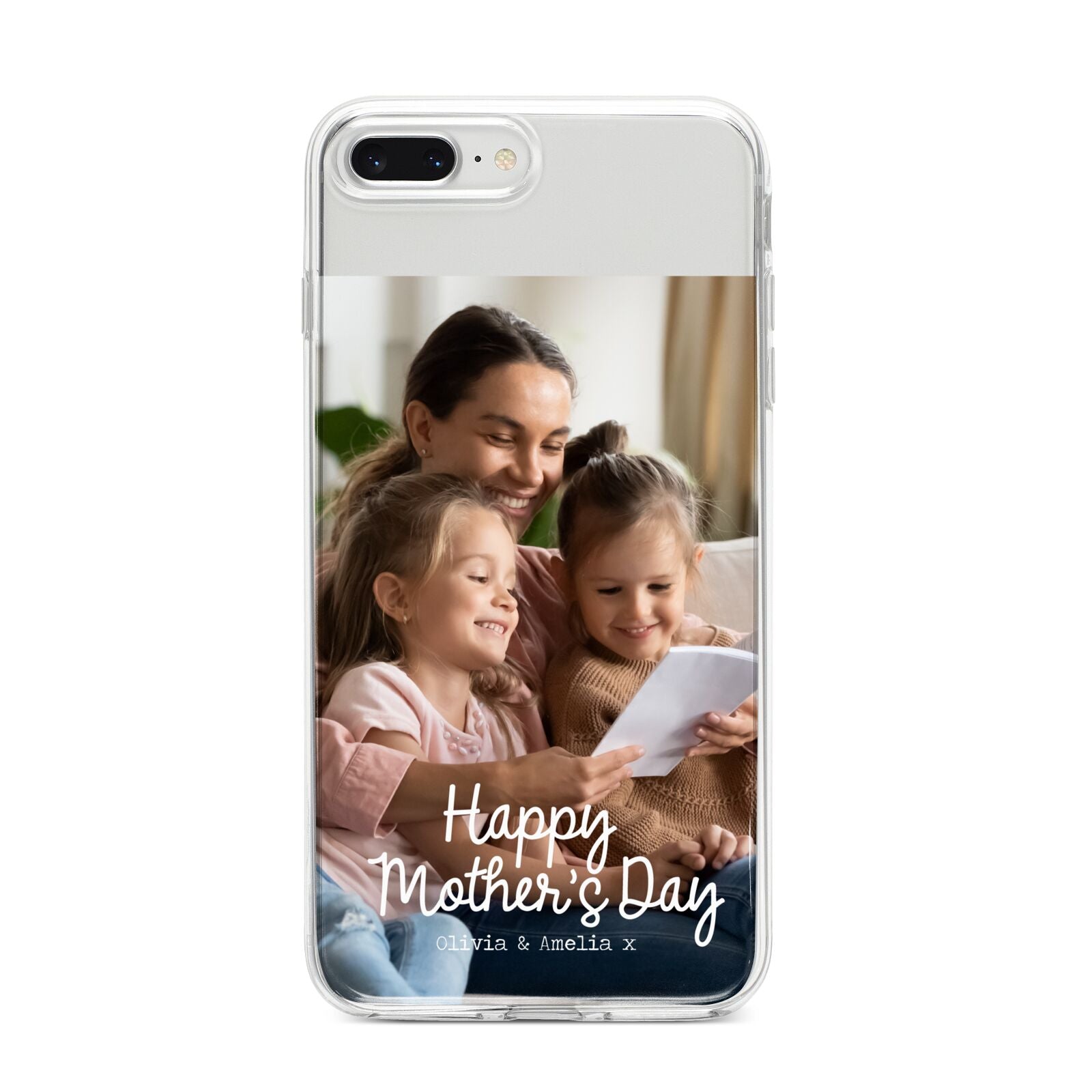 Mothers Day Family Photo with Names iPhone 8 Plus Bumper Case on Silver iPhone