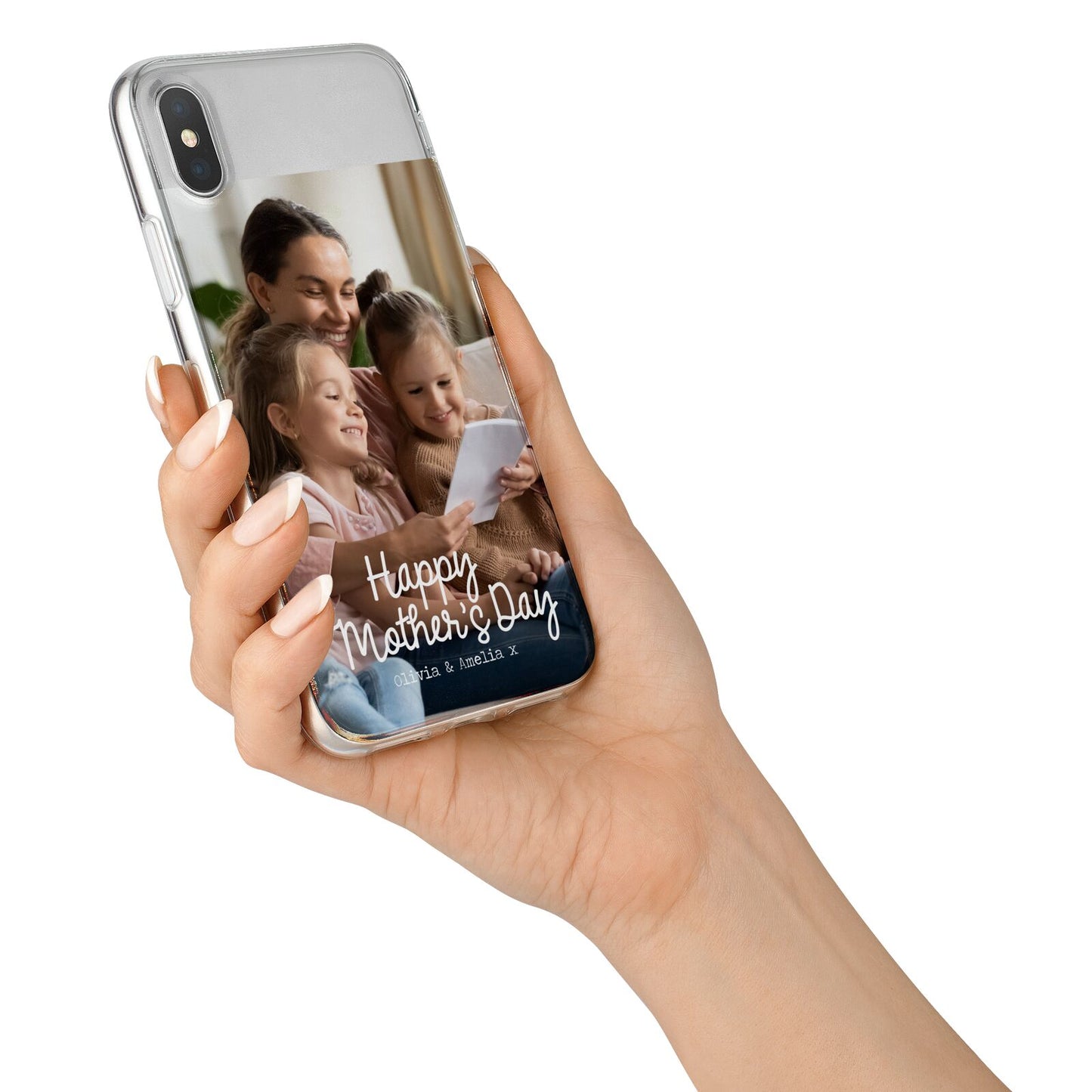 Mothers Day Family Photo with Names iPhone X Bumper Case on Silver iPhone Alternative Image 2
