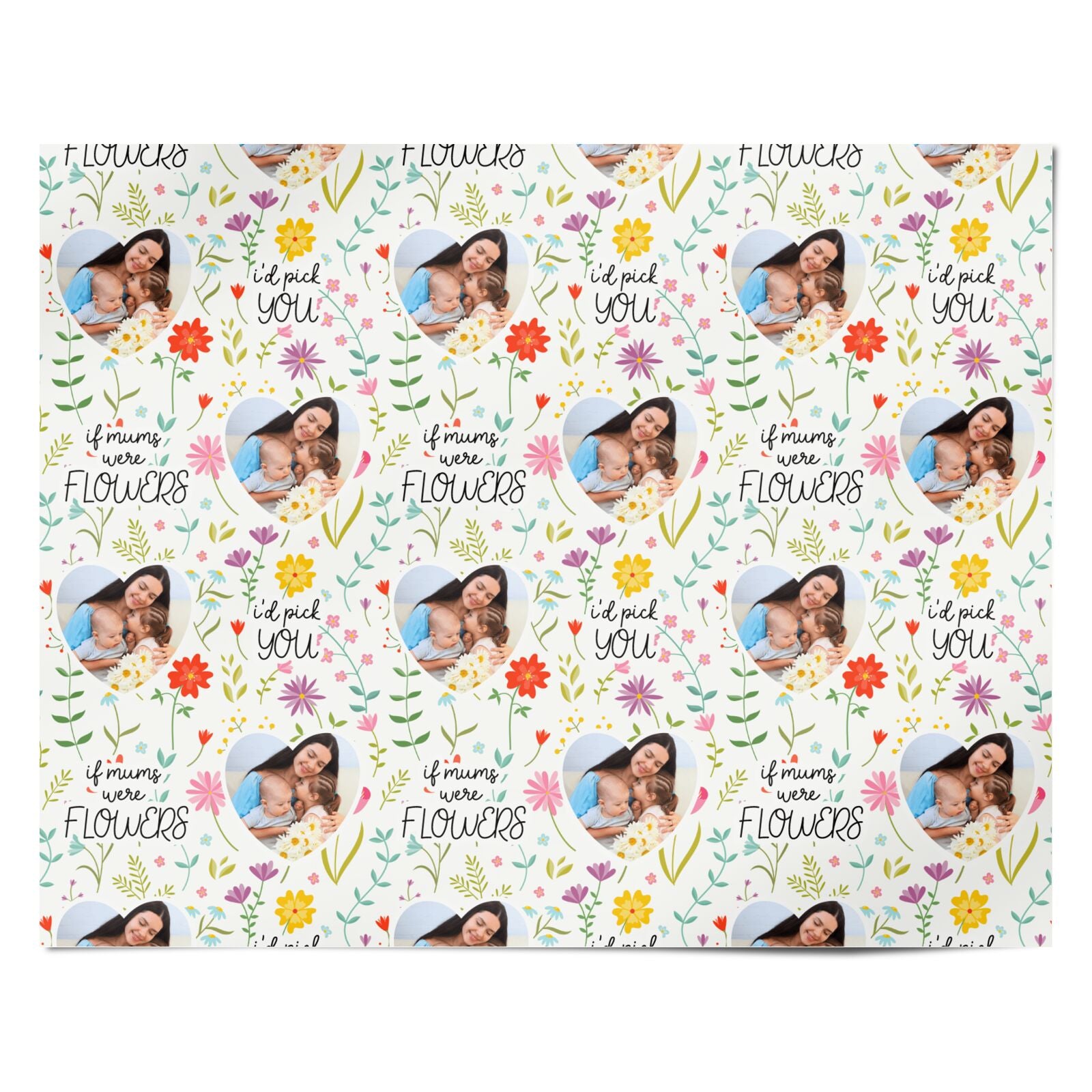 Mothers Day Floral Personalised Wrapping Paper Alternative