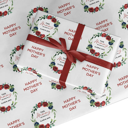 Mothers Day Flower Plaque Custom Wrapping Paper