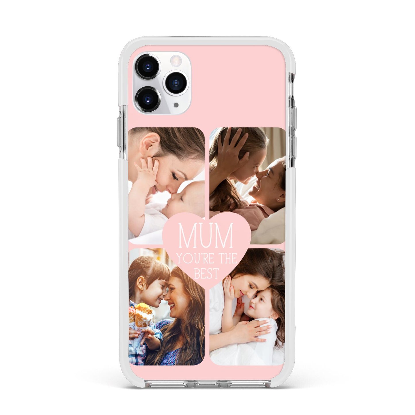 Mothers Day Four Photo Upload Apple iPhone 11 Pro Max in Silver with White Impact Case