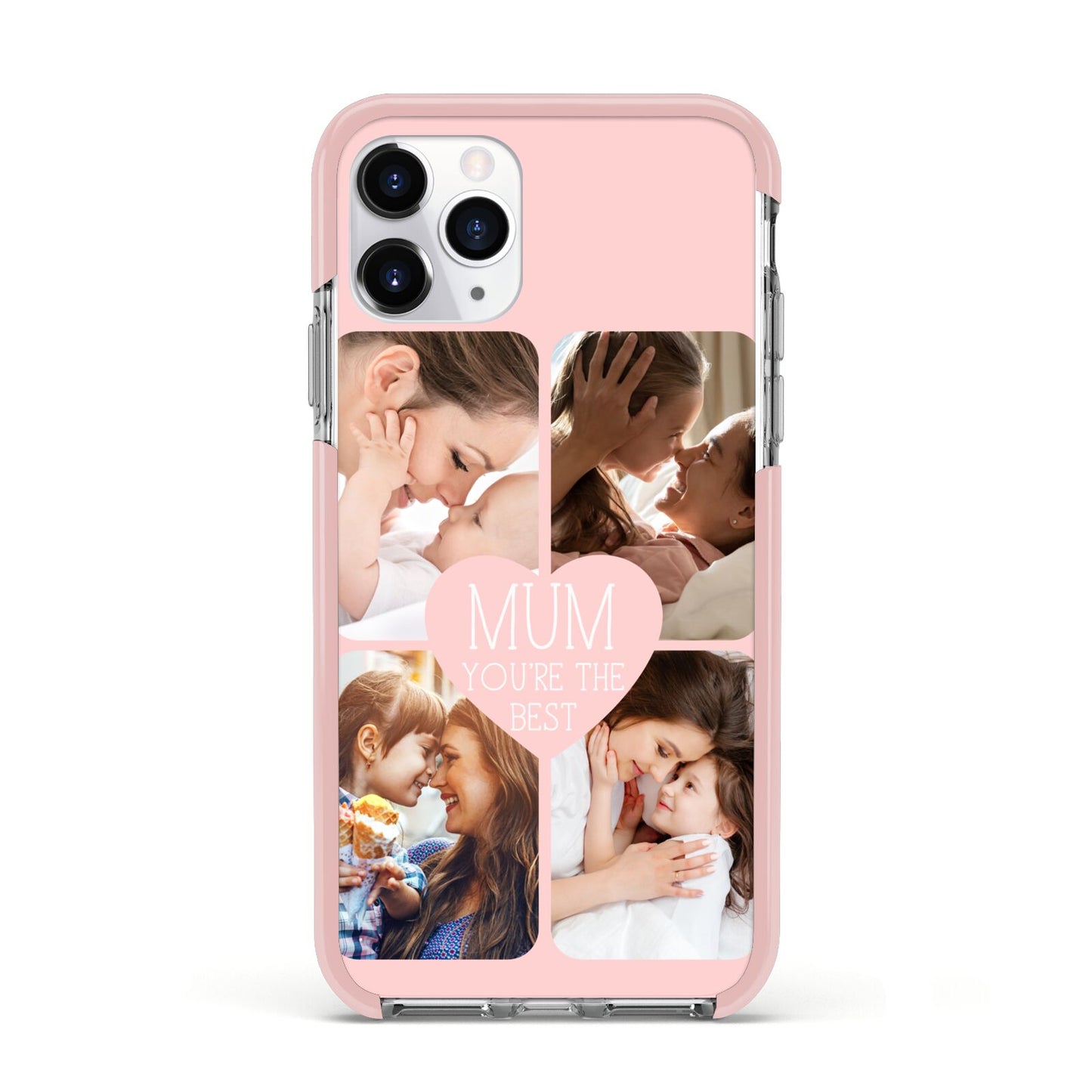 Mothers Day Four Photo Upload Apple iPhone 11 Pro in Silver with Pink Impact Case