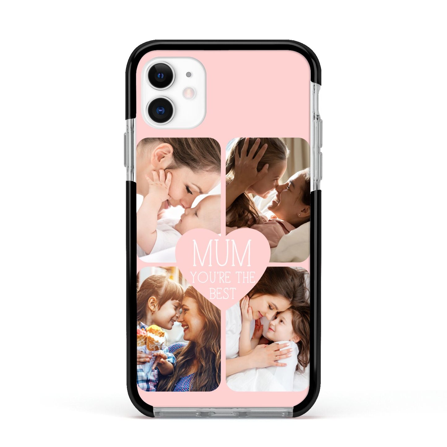 Mothers Day Four Photo Upload Apple iPhone 11 in White with Black Impact Case