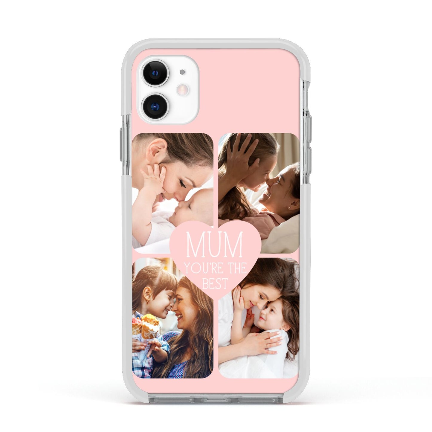 Mothers Day Four Photo Upload Apple iPhone 11 in White with White Impact Case