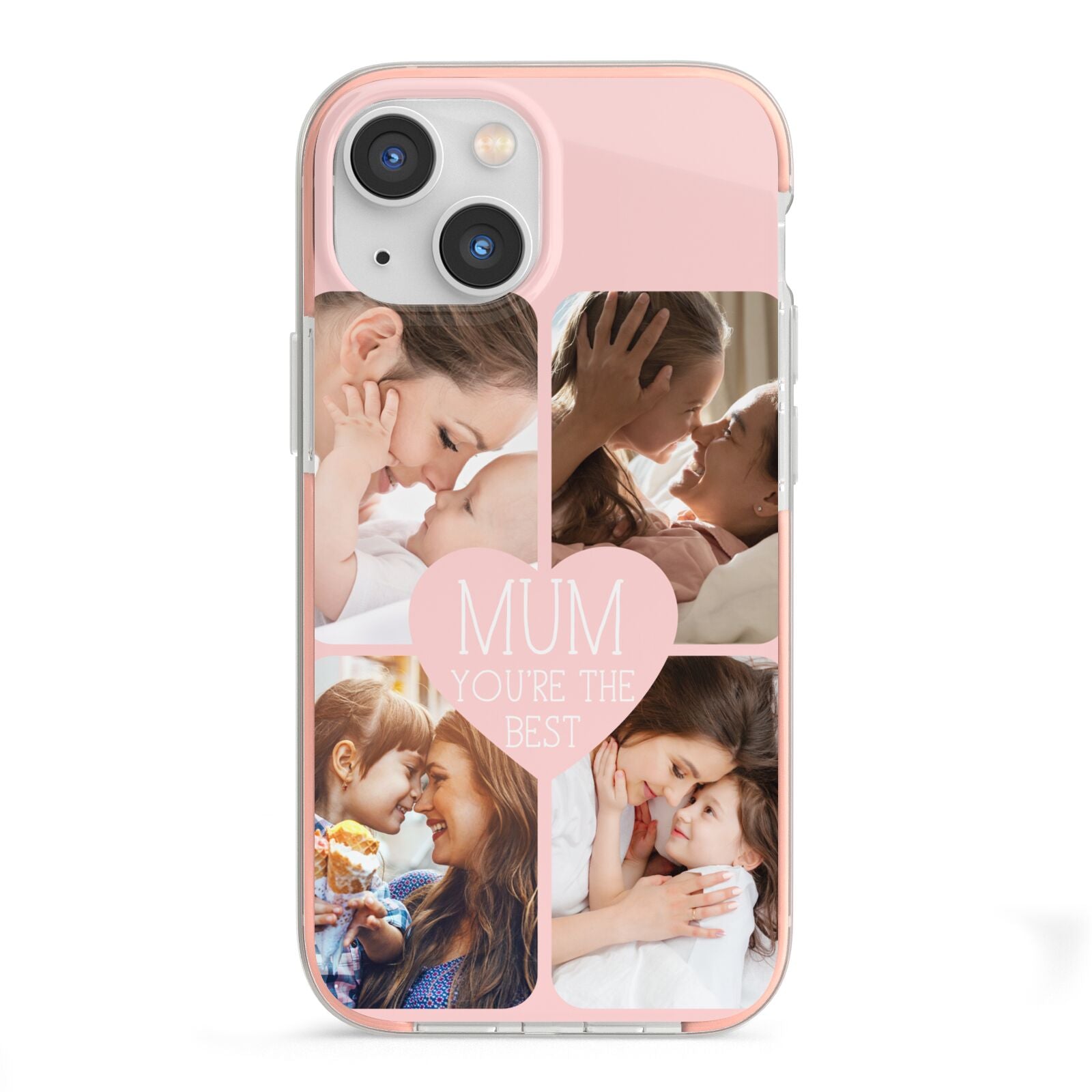 Mothers Day Four Photo Upload iPhone 13 Mini TPU Impact Case with Pink Edges