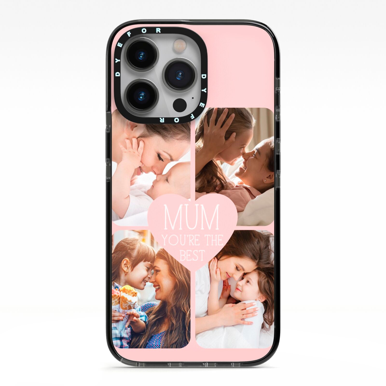 Mothers Day Four Photo Upload iPhone 13 Pro Black Impact Case on Silver phone