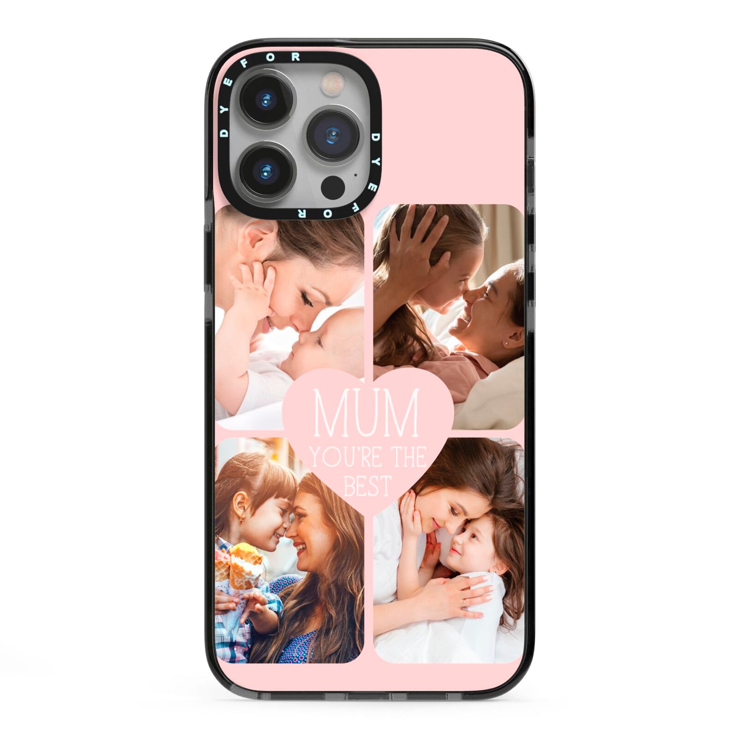 Mothers Day Four Photo Upload iPhone 13 Pro Max Black Impact Case on Silver phone