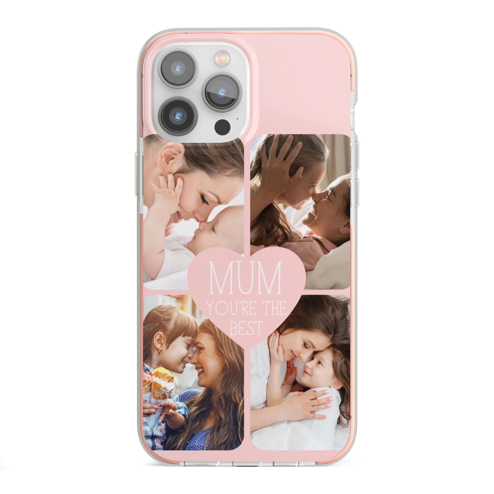 Mothers Day Four Photo Upload iPhone 13 Pro Max TPU Impact Case with Pink Edges