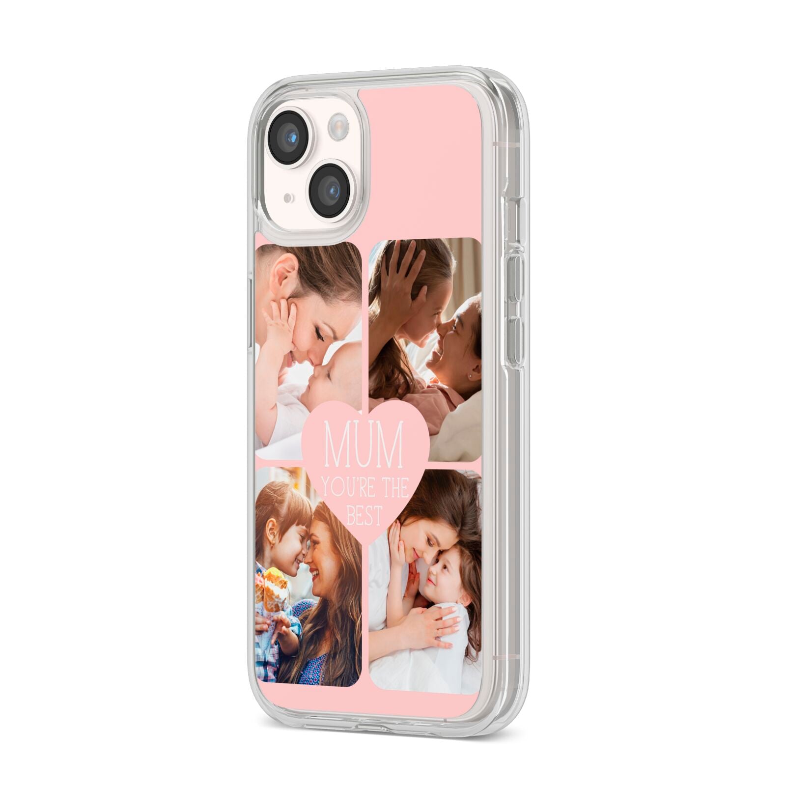 Mothers Day Four Photo Upload iPhone 14 Clear Tough Case Starlight Angled Image