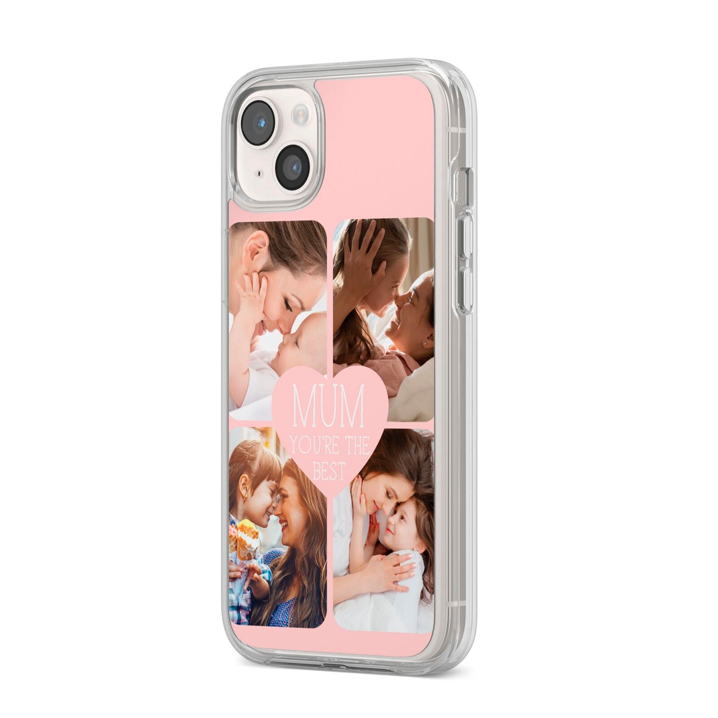 Mothers Day Four Photo Upload iPhone 14 Plus Clear Tough Case Starlight Angled Image