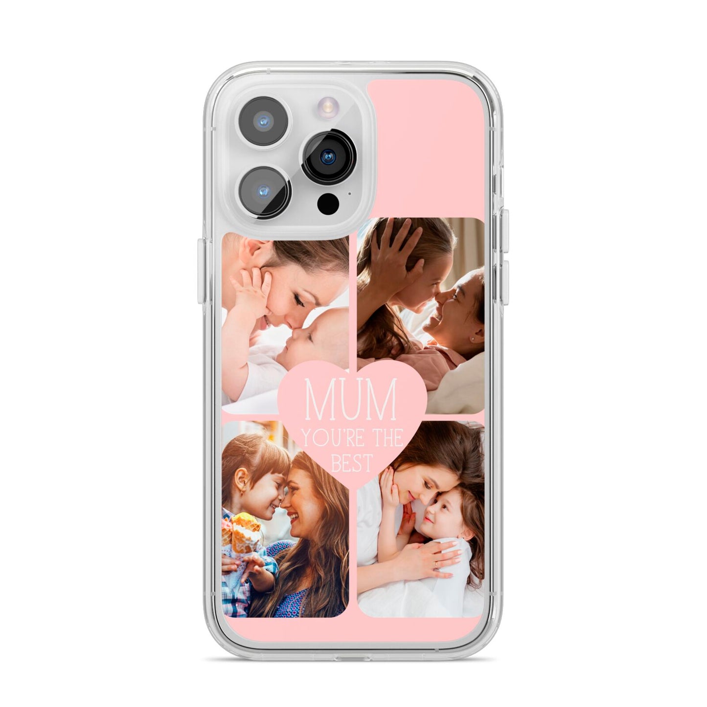 Mothers Day Four Photo Upload iPhone 14 Pro Max Clear Tough Case Silver