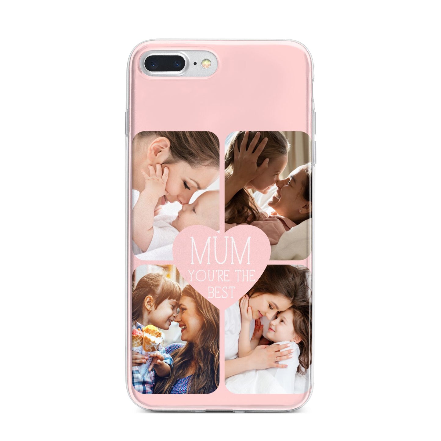 Mothers Day Four Photo Upload iPhone 7 Plus Bumper Case on Silver iPhone
