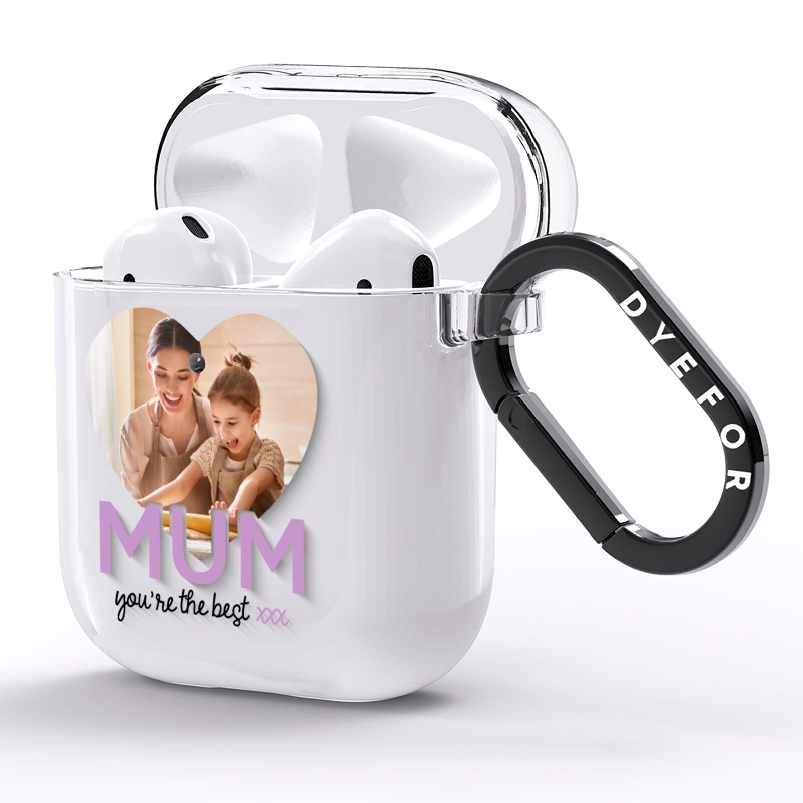 Mothers Day Heart Photo AirPods Clear Case Side Image