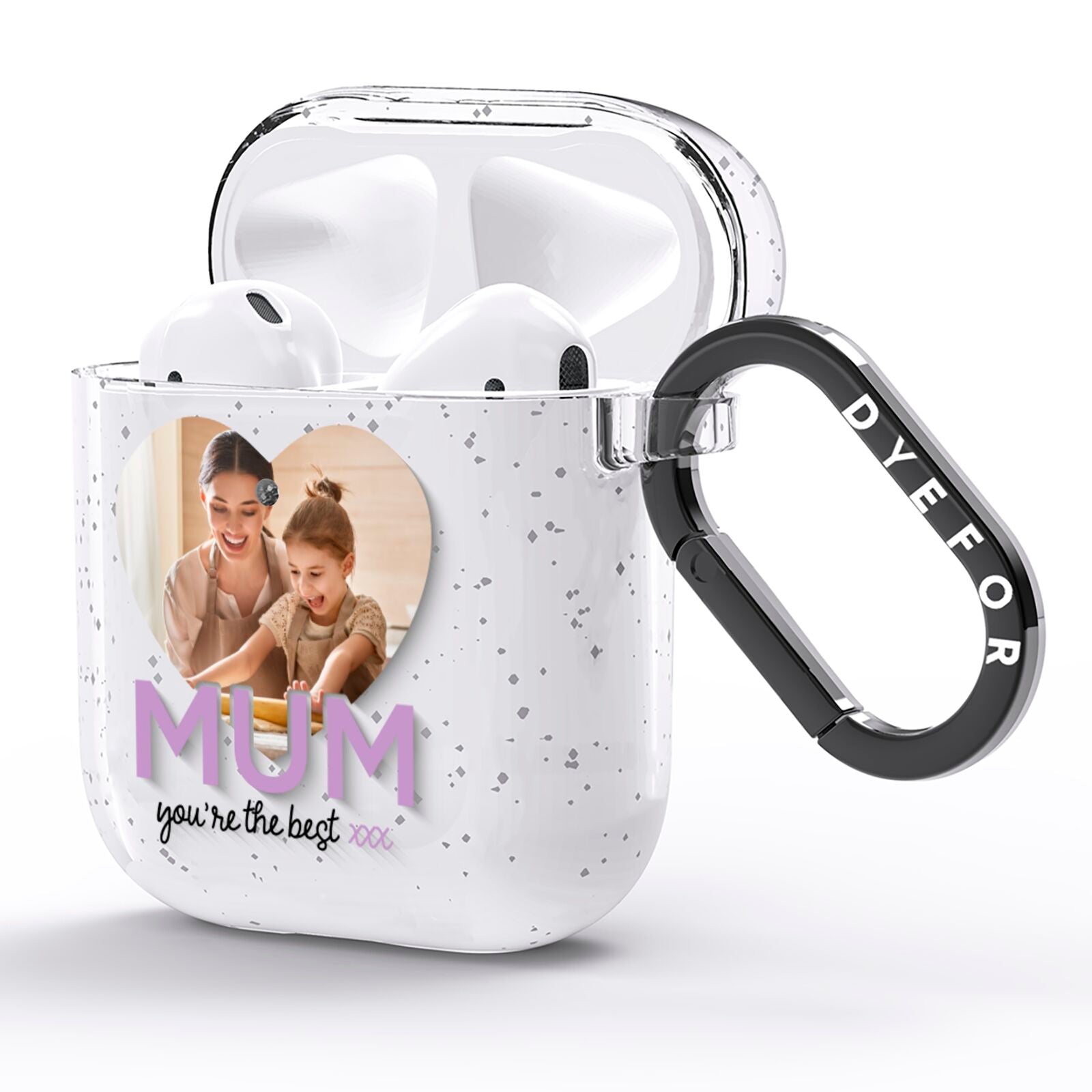 Mothers Day Heart Photo AirPods Glitter Case Side Image