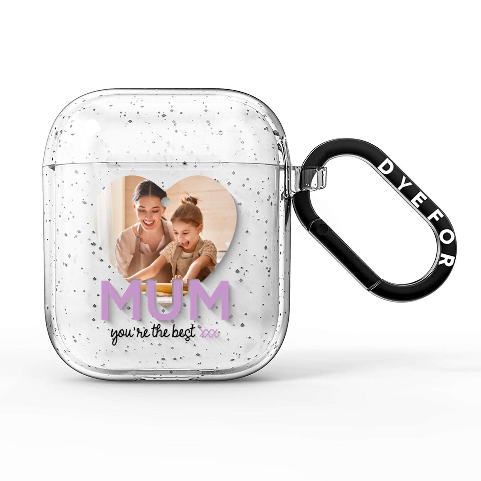 Mothers Day Heart Photo AirPods Glitter Case