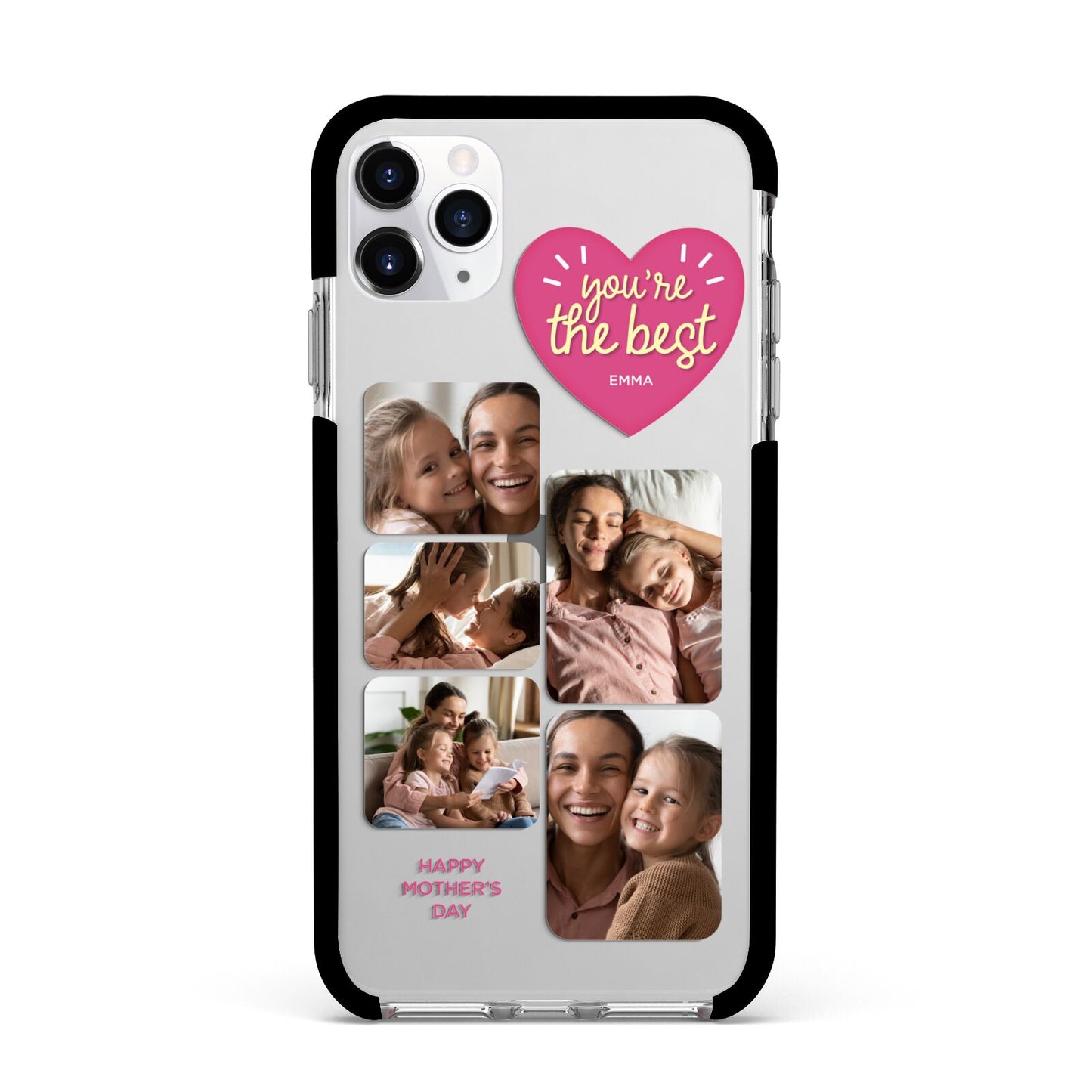 Mothers Day Multi Photo Strip Apple iPhone 11 Pro Max in Silver with Black Impact Case