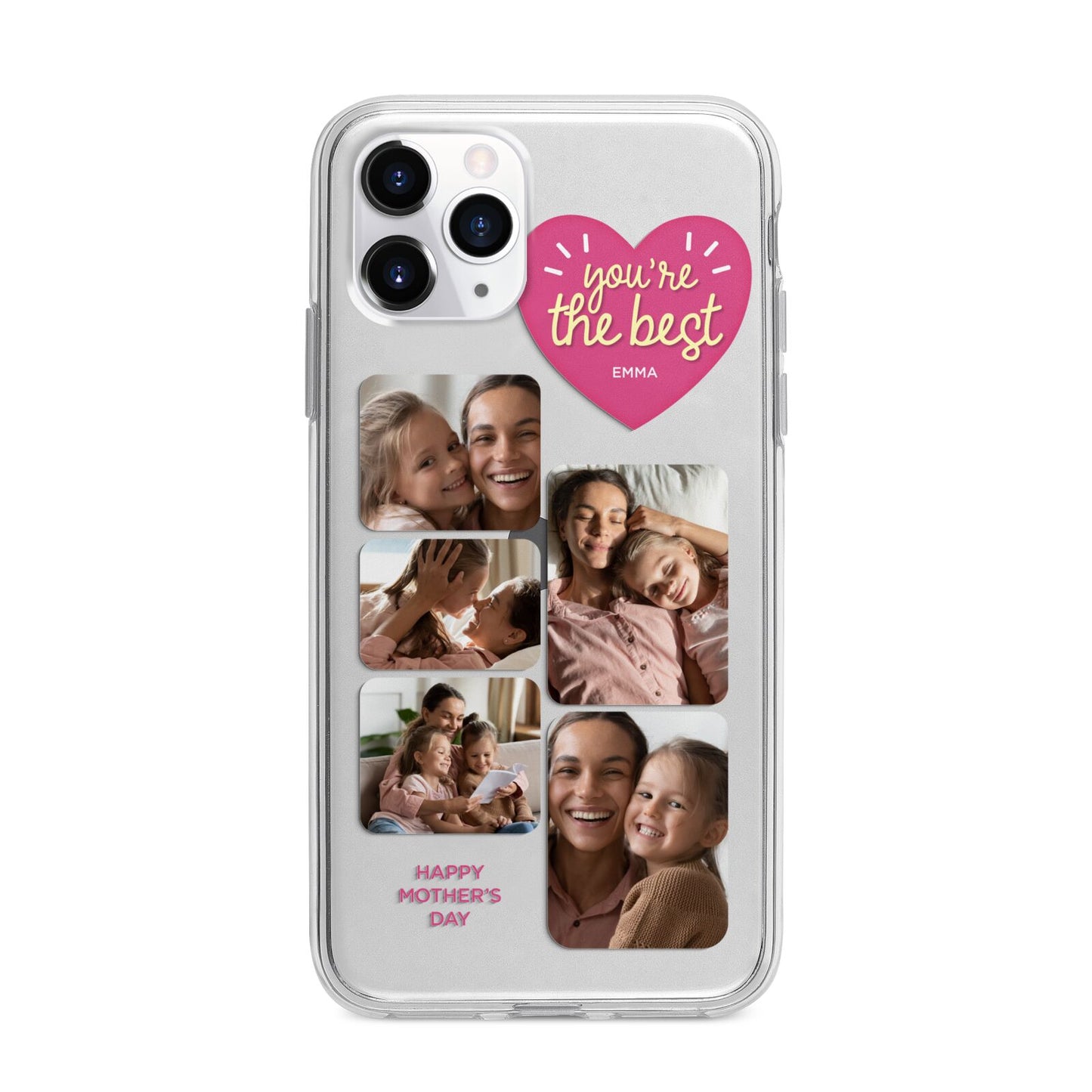 Mothers Day Multi Photo Strip Apple iPhone 11 Pro Max in Silver with Bumper Case