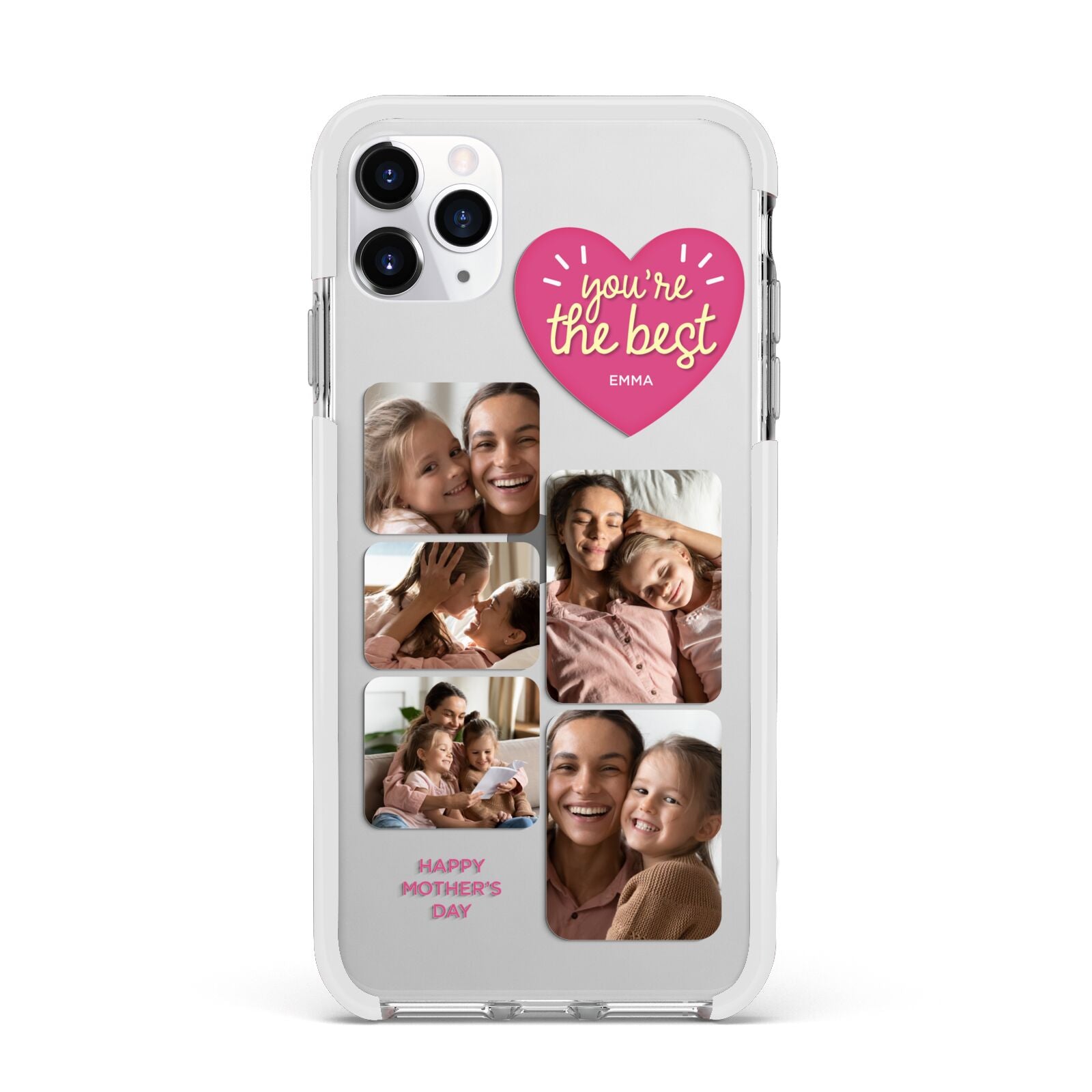 Mothers Day Multi Photo Strip Apple iPhone 11 Pro Max in Silver with White Impact Case