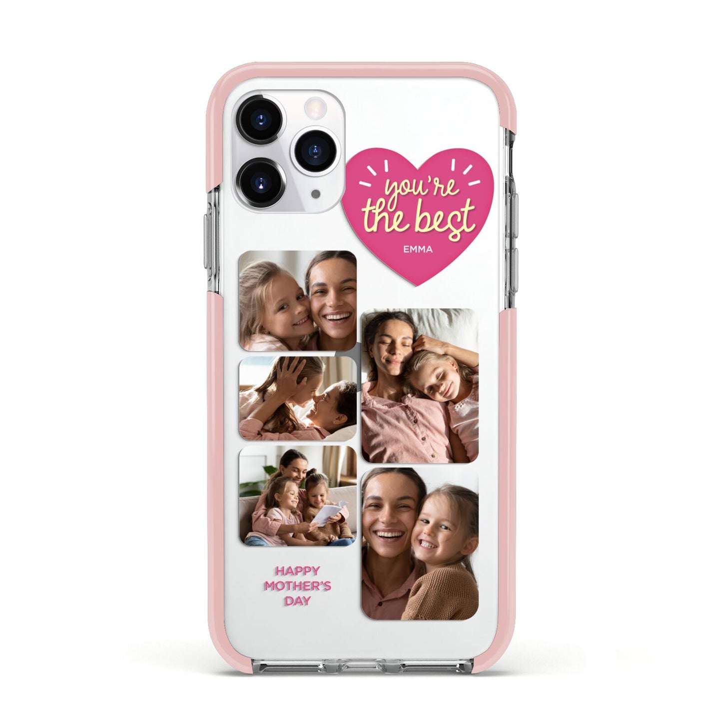 Mothers Day Multi Photo Strip Apple iPhone 11 Pro in Silver with Pink Impact Case