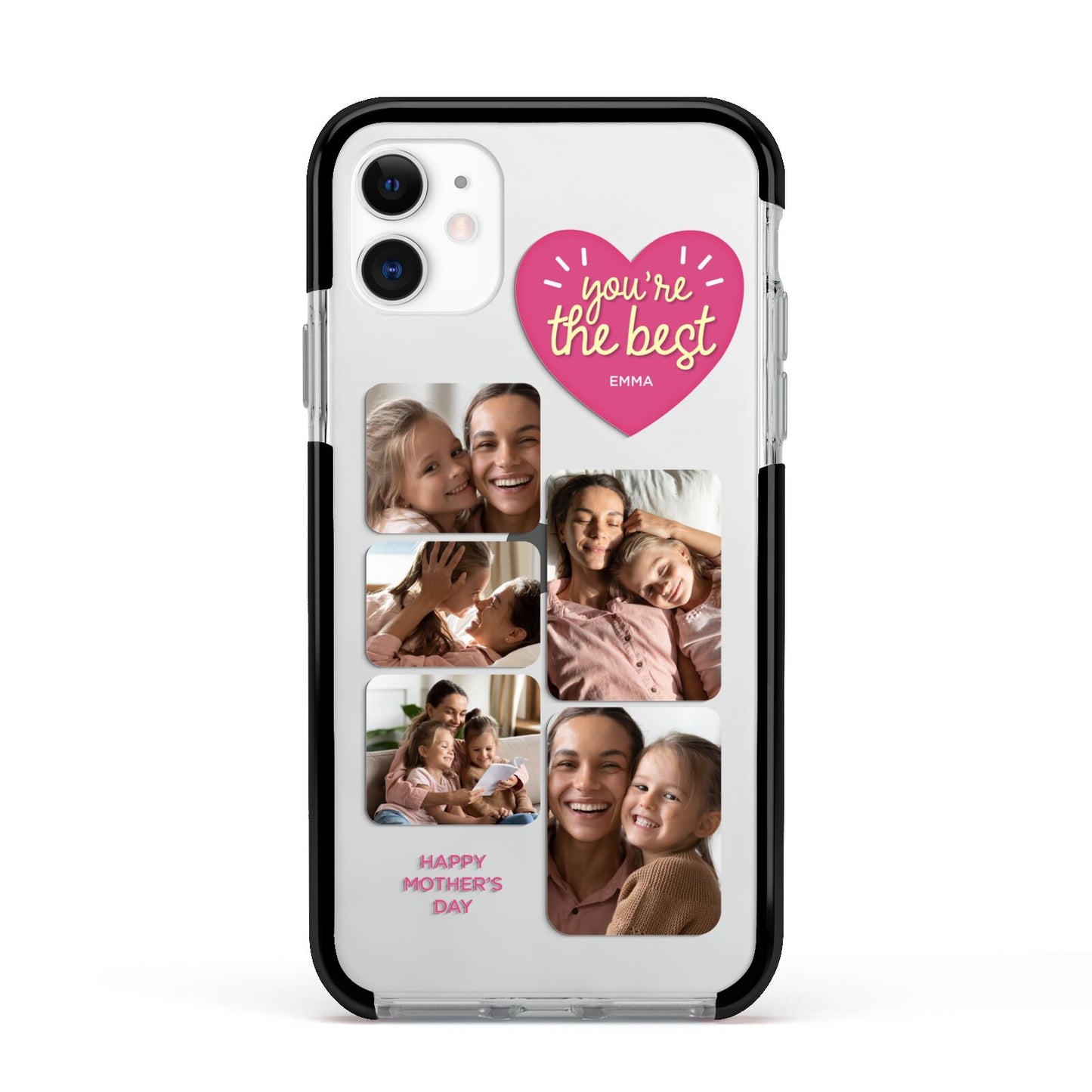 Mothers Day Multi Photo Strip Apple iPhone 11 in White with Black Impact Case