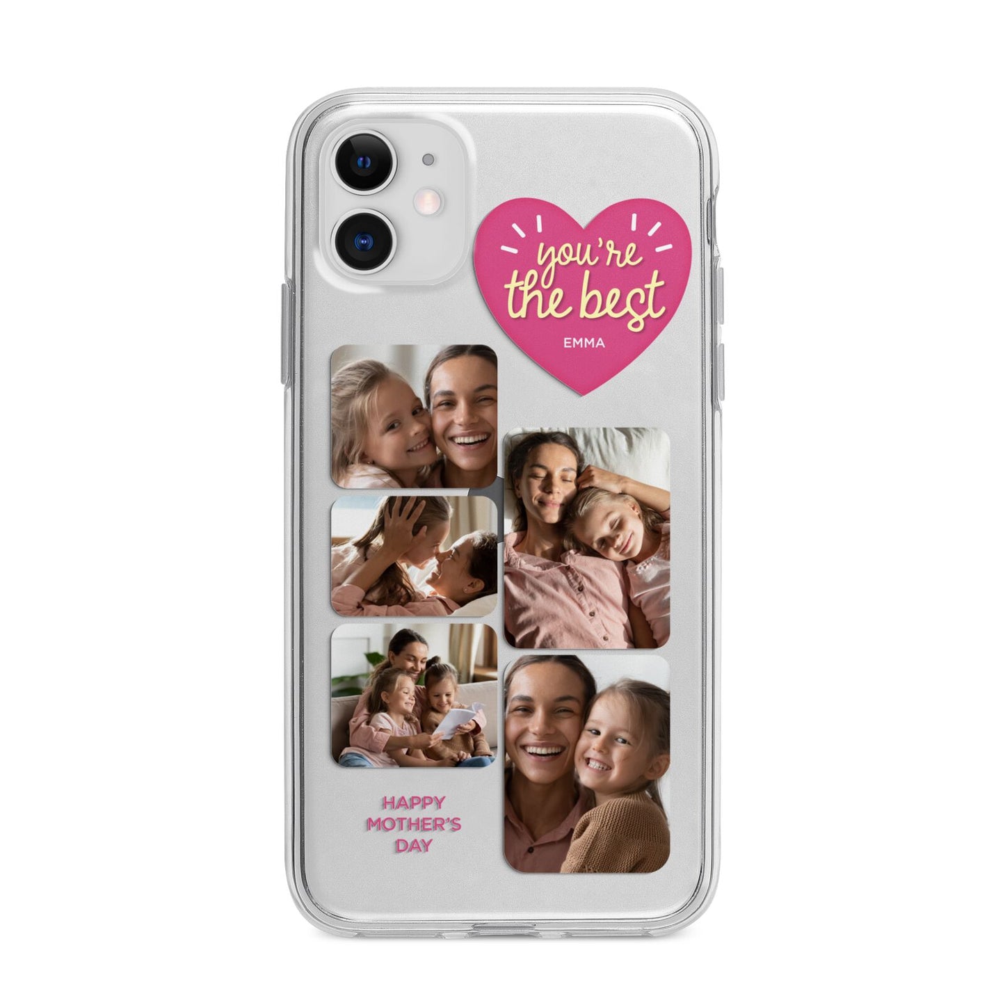 Mothers Day Multi Photo Strip Apple iPhone 11 in White with Bumper Case