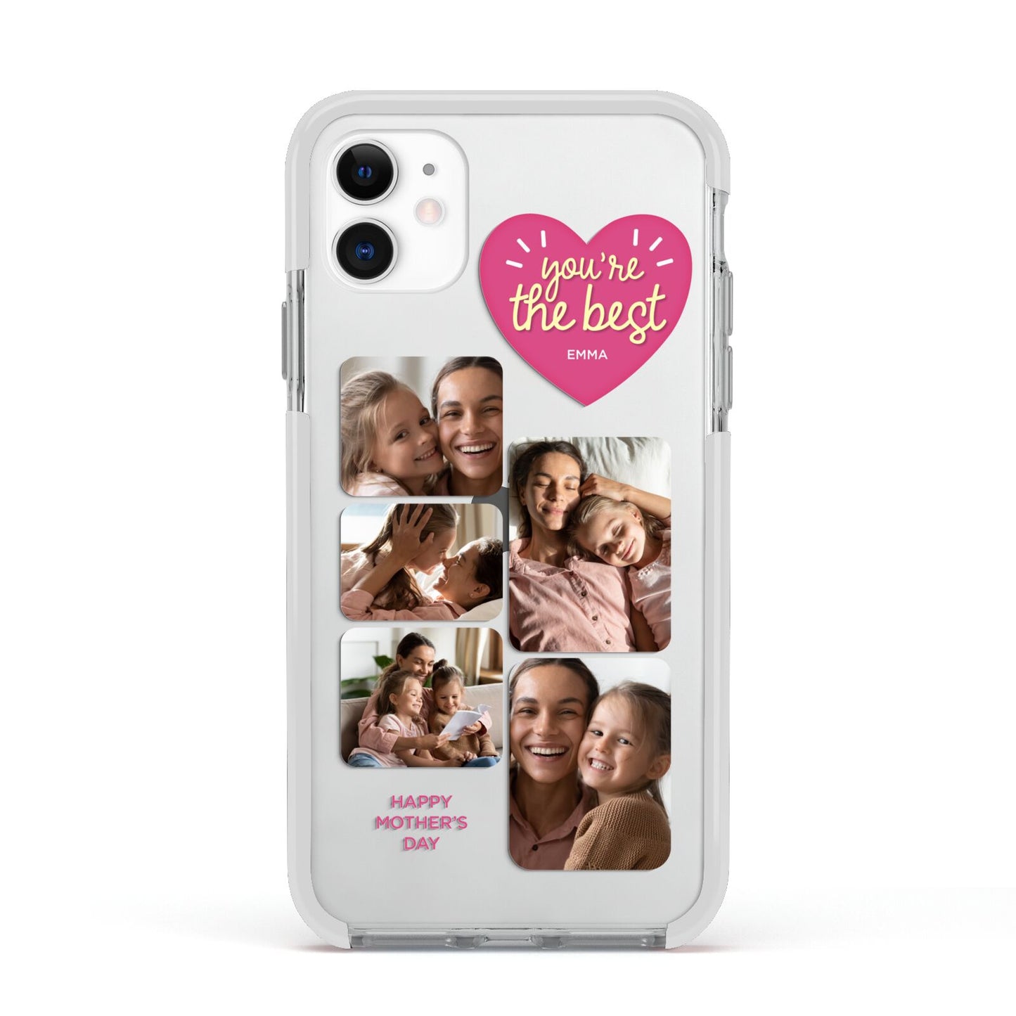 Mothers Day Multi Photo Strip Apple iPhone 11 in White with White Impact Case