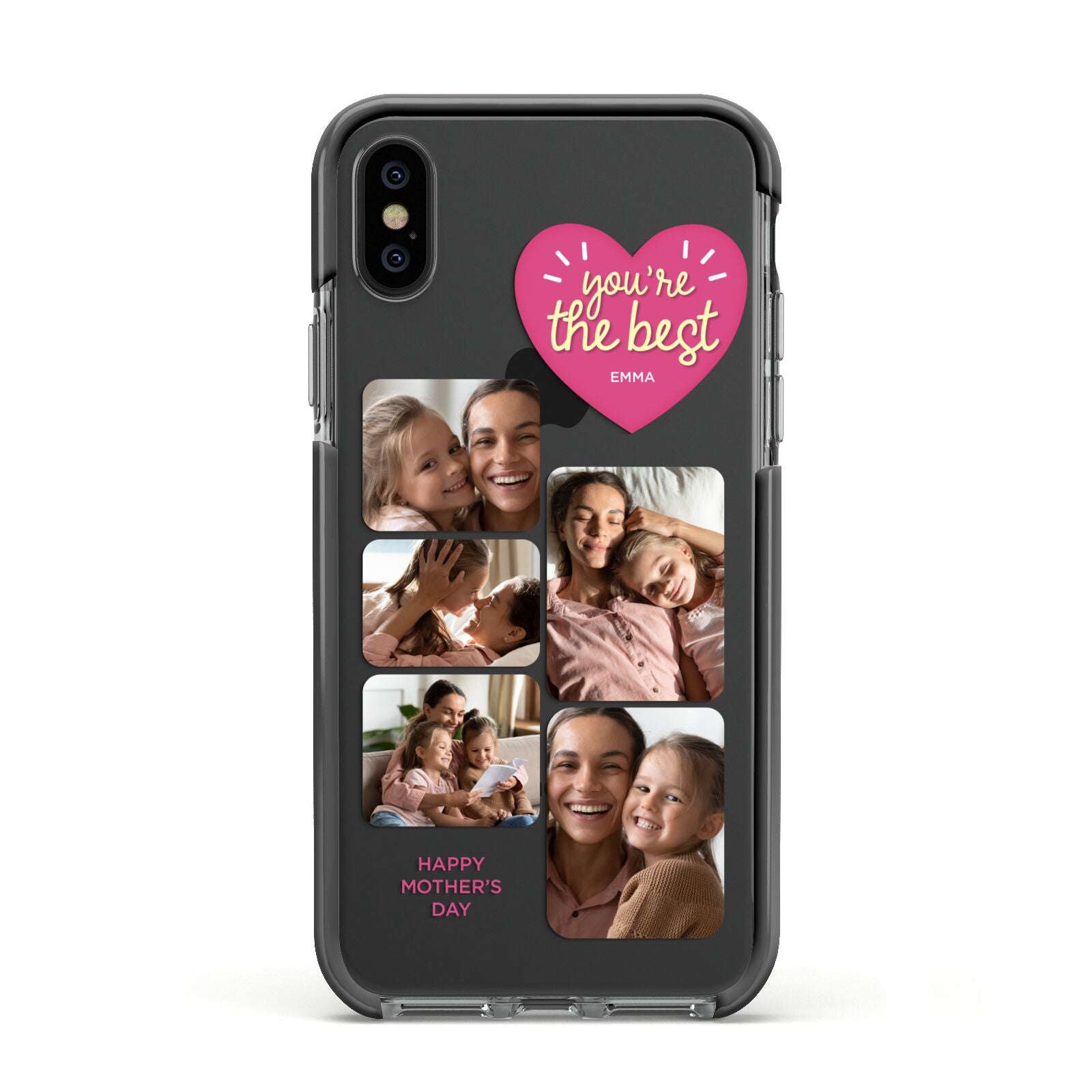 Mothers Day Multi Photo Strip Apple iPhone Xs Impact Case Black Edge on Black Phone