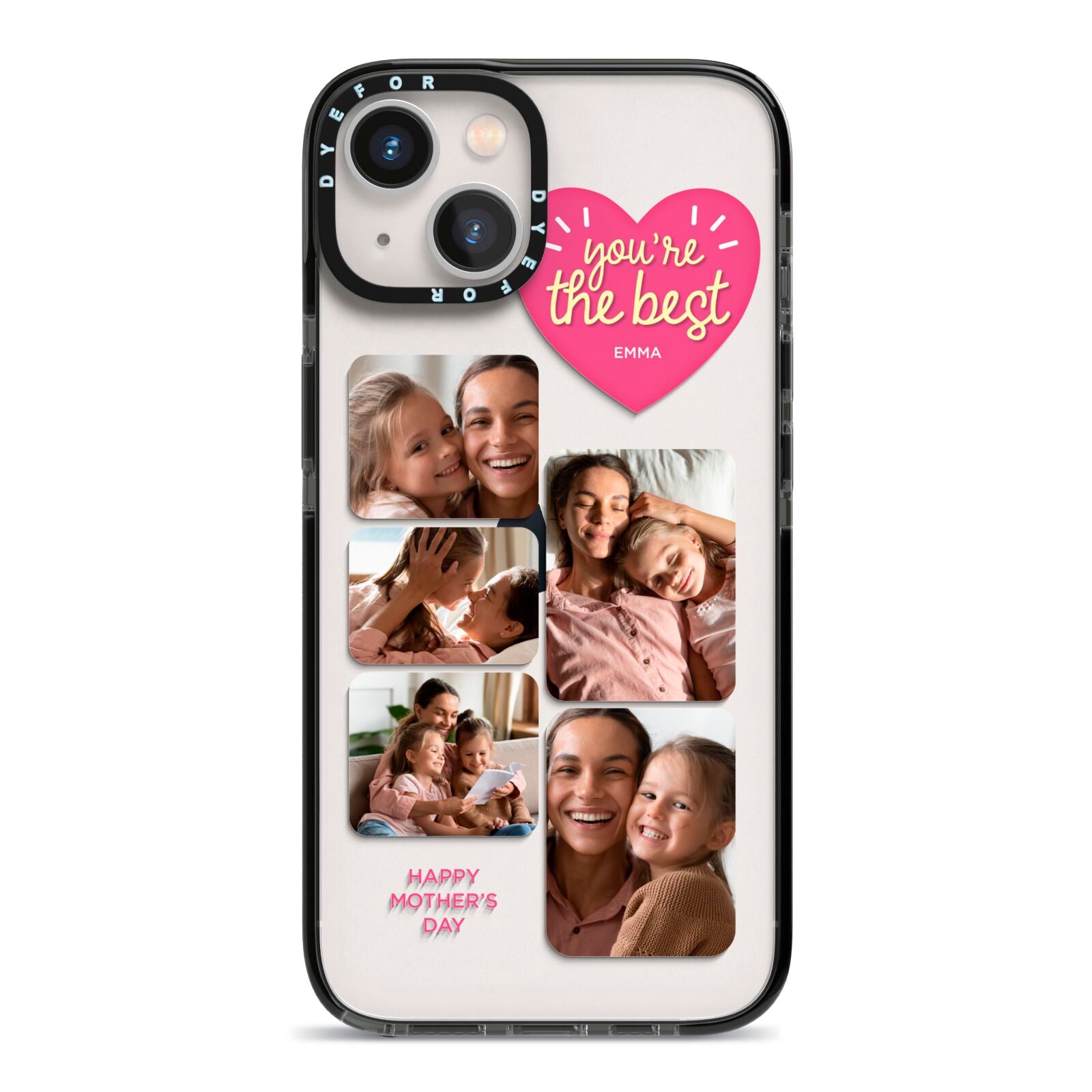Mothers Day Multi Photo Strip iPhone 13 Black Impact Case on Silver phone