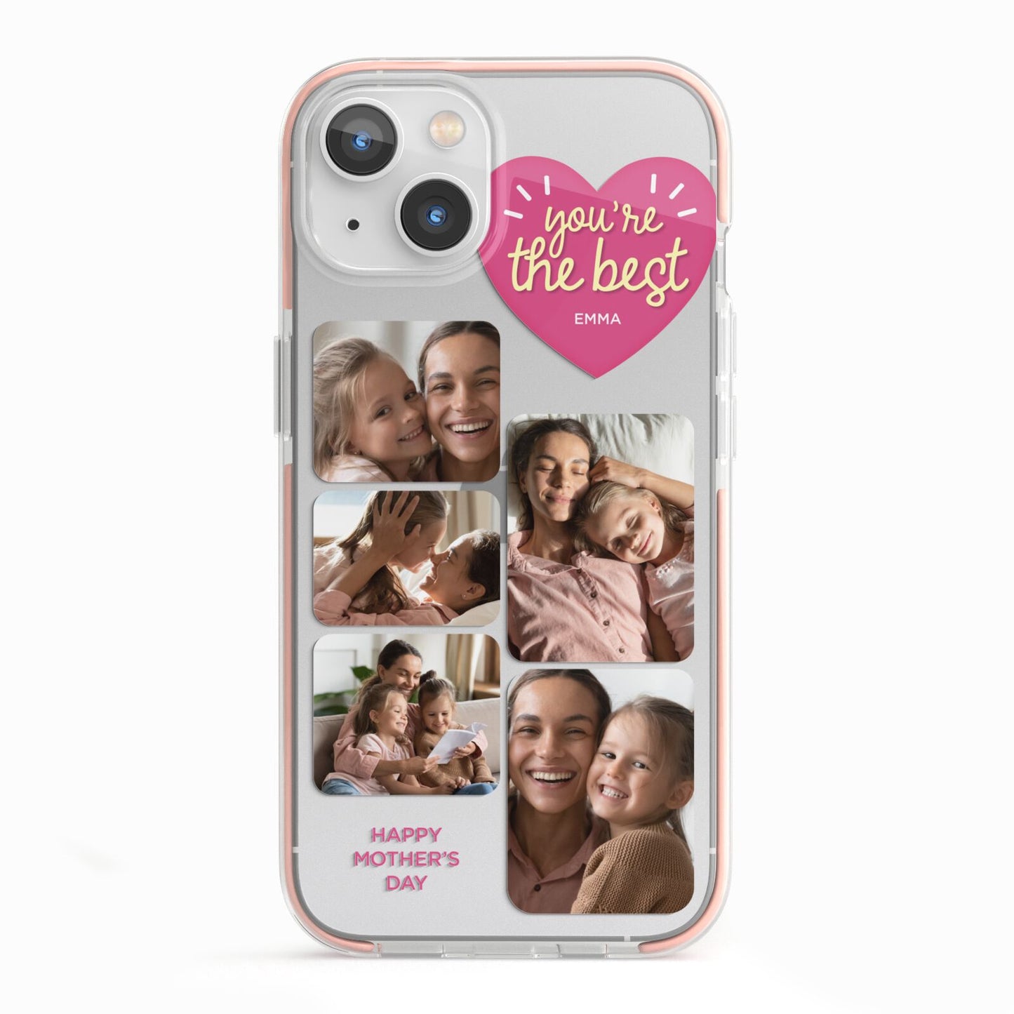 Mothers Day Multi Photo Strip iPhone 13 TPU Impact Case with Pink Edges