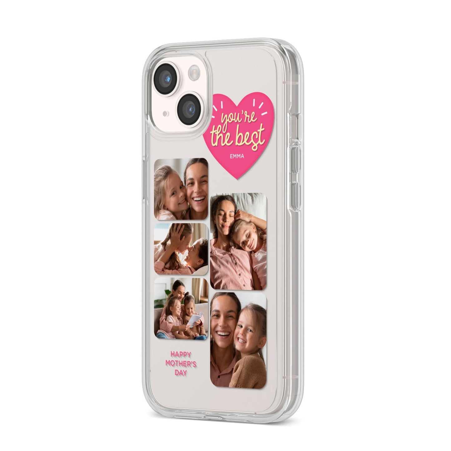 Mothers Day Multi Photo Strip iPhone 14 Clear Tough Case Starlight Angled Image