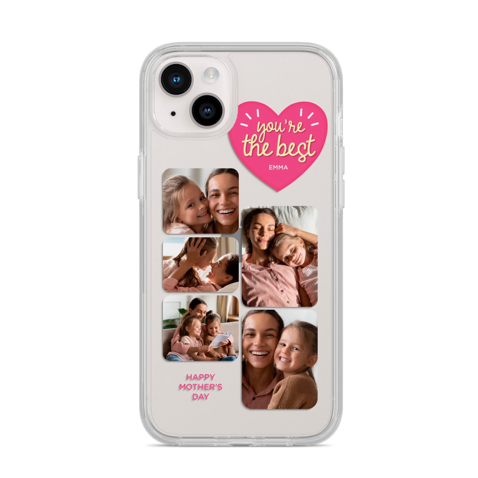 Mothers Day Multi Photo Strip iPhone 14 Plus Clear Tough Case Starlight