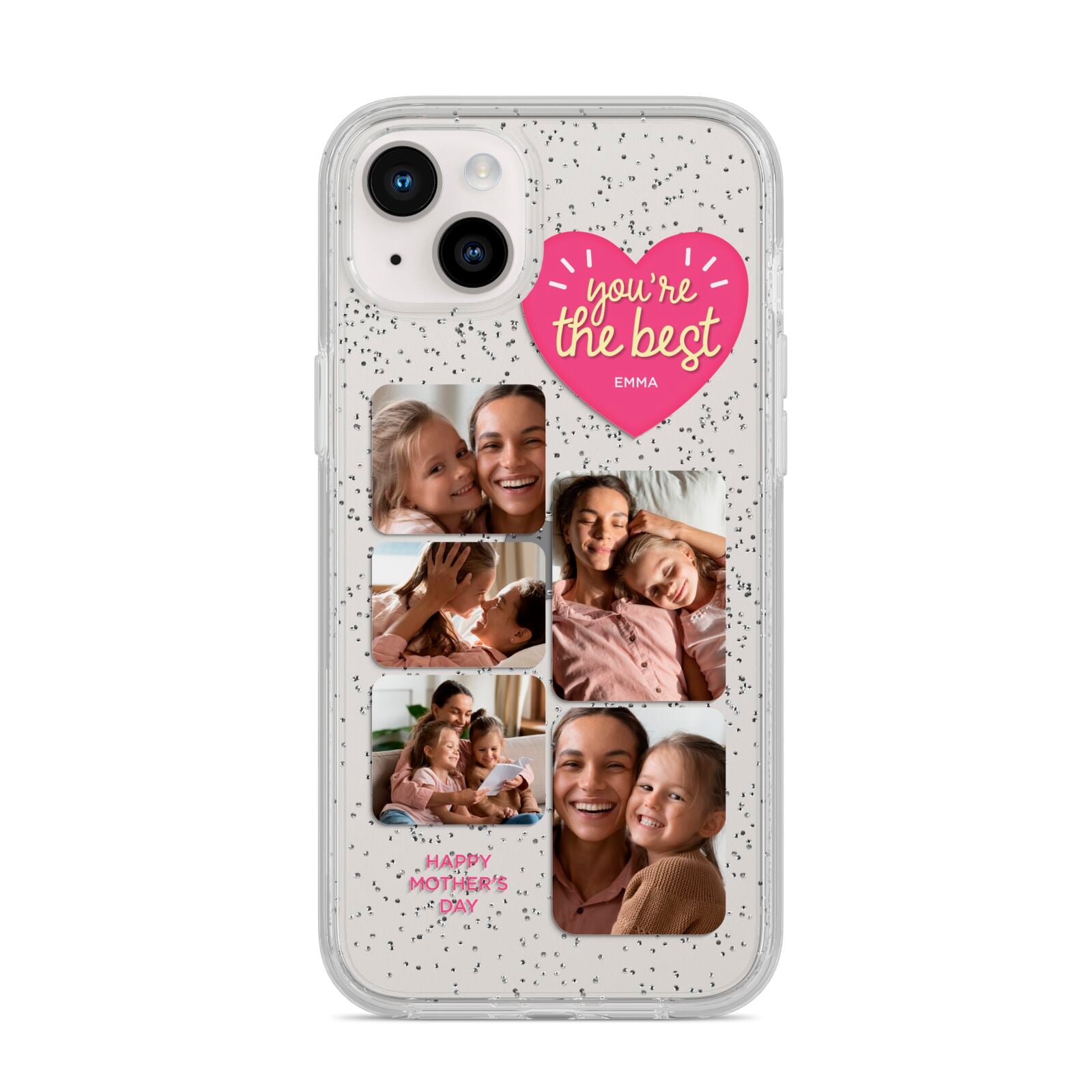 Mothers Day Multi Photo Strip iPhone 14 Plus Glitter Tough Case Starlight