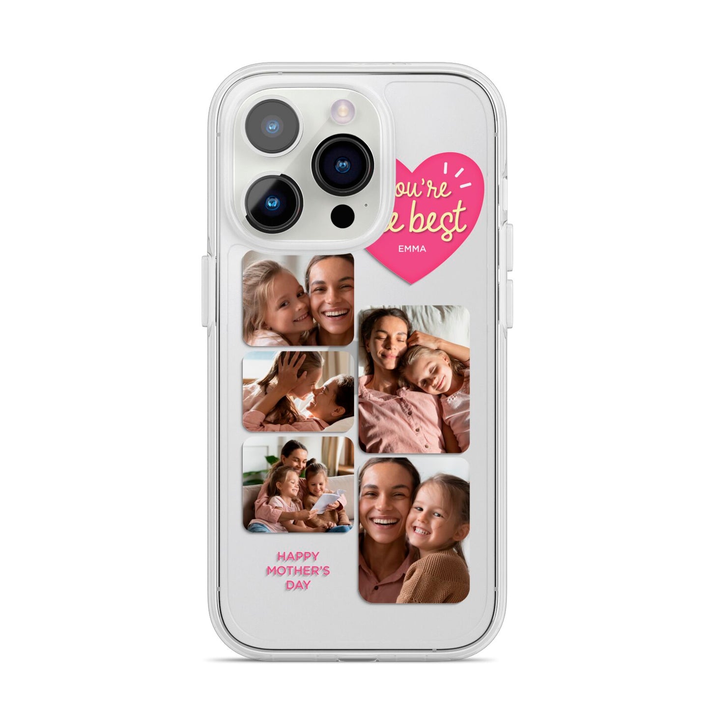 Mothers Day Multi Photo Strip iPhone 14 Pro Clear Tough Case Silver