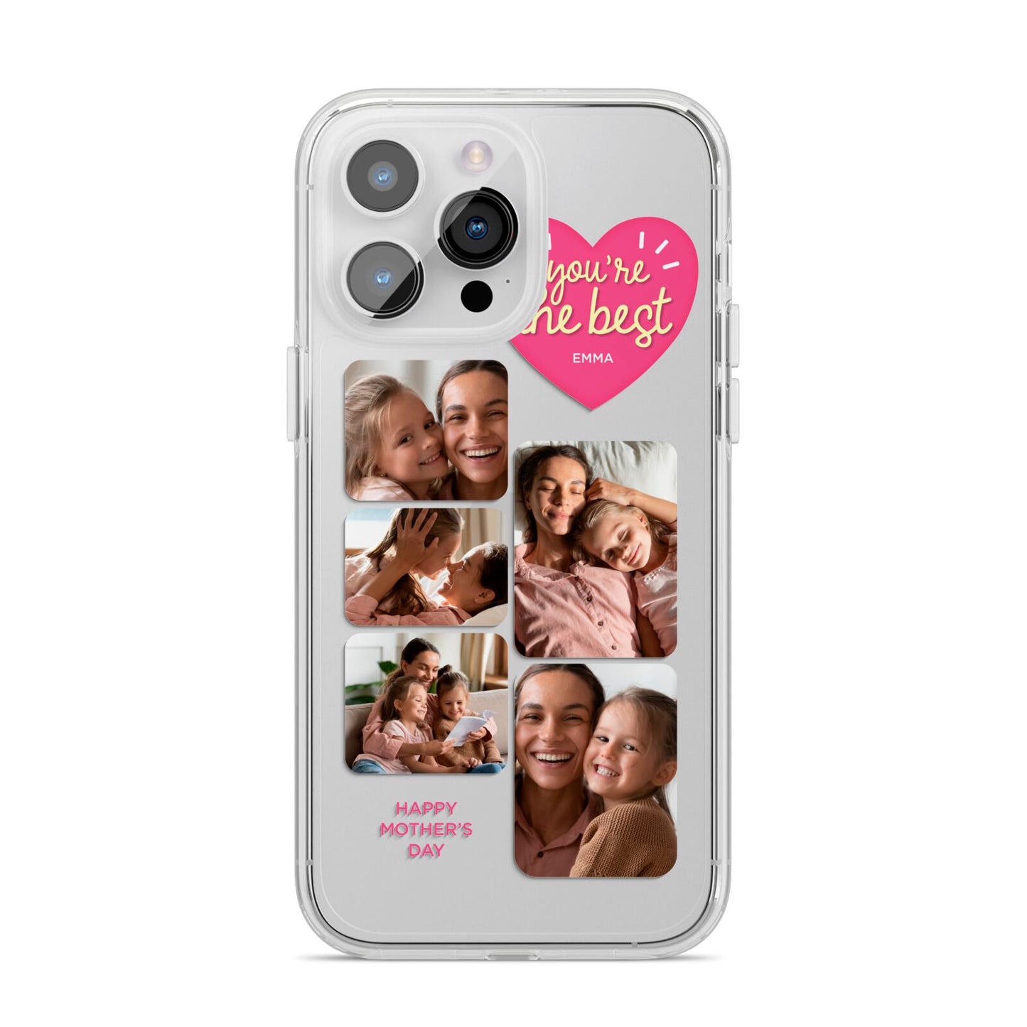 Mothers Day Multi Photo Strip iPhone 14 Pro Max Clear Tough Case Silver