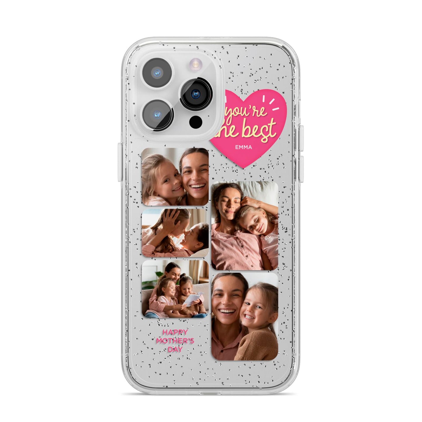 Mothers Day Multi Photo Strip iPhone 14 Pro Max Glitter Tough Case Silver