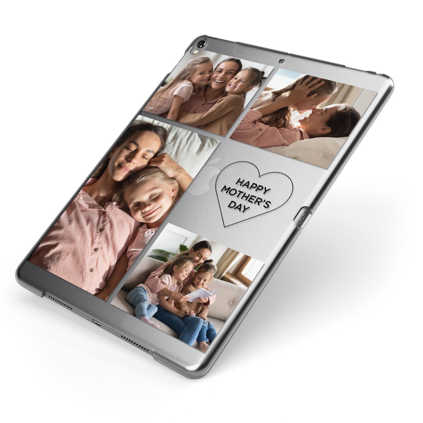 Mothers Day Multi Photo Tiles Apple iPad Case on Grey iPad Side View
