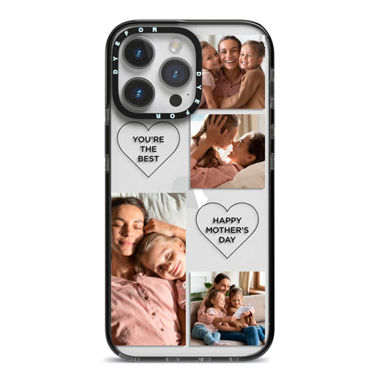 Mothers Day Multi Photo Tiles iPhone 14 Pro Max Black Impact Case on Silver phone