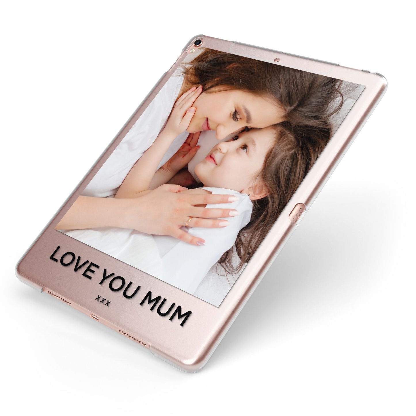 Mothers Day Photo Apple iPad Case on Rose Gold iPad Side View