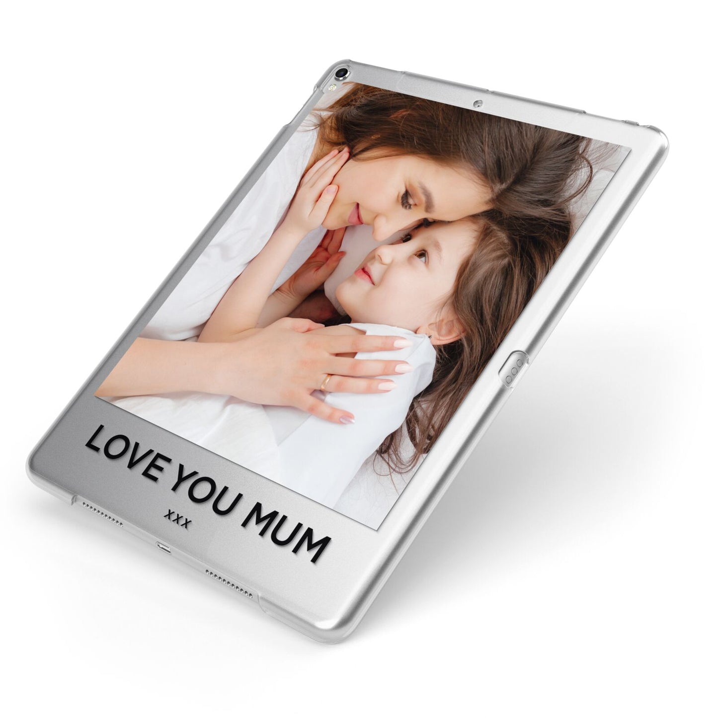 Mothers Day Photo Apple iPad Case on Silver iPad Side View