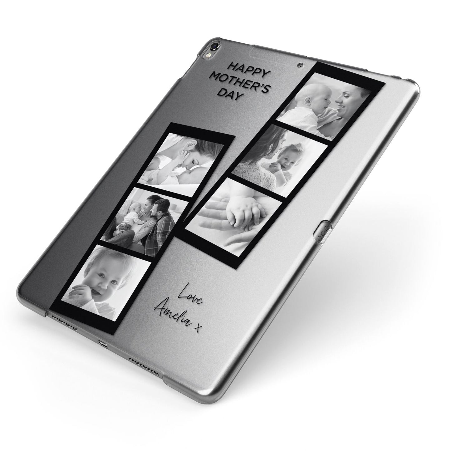 Mothers Day Photo Strip Apple iPad Case on Grey iPad Side View
