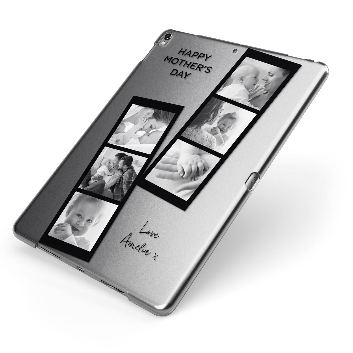 Mothers Day Photo Strip Apple iPad Case on Grey iPad Side View