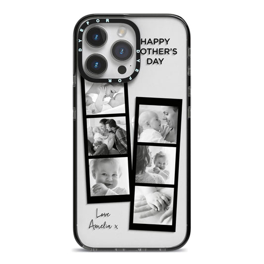 Mothers Day Photo Strip iPhone 14 Pro Max Black Impact Case on Silver phone