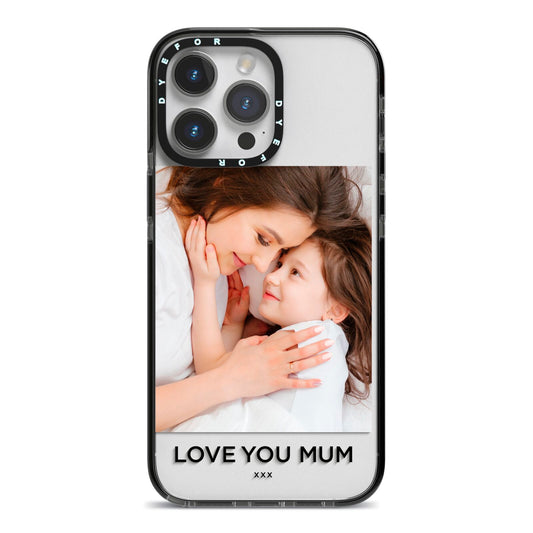 Mothers Day Photo iPhone 14 Pro Max Black Impact Case on Silver phone