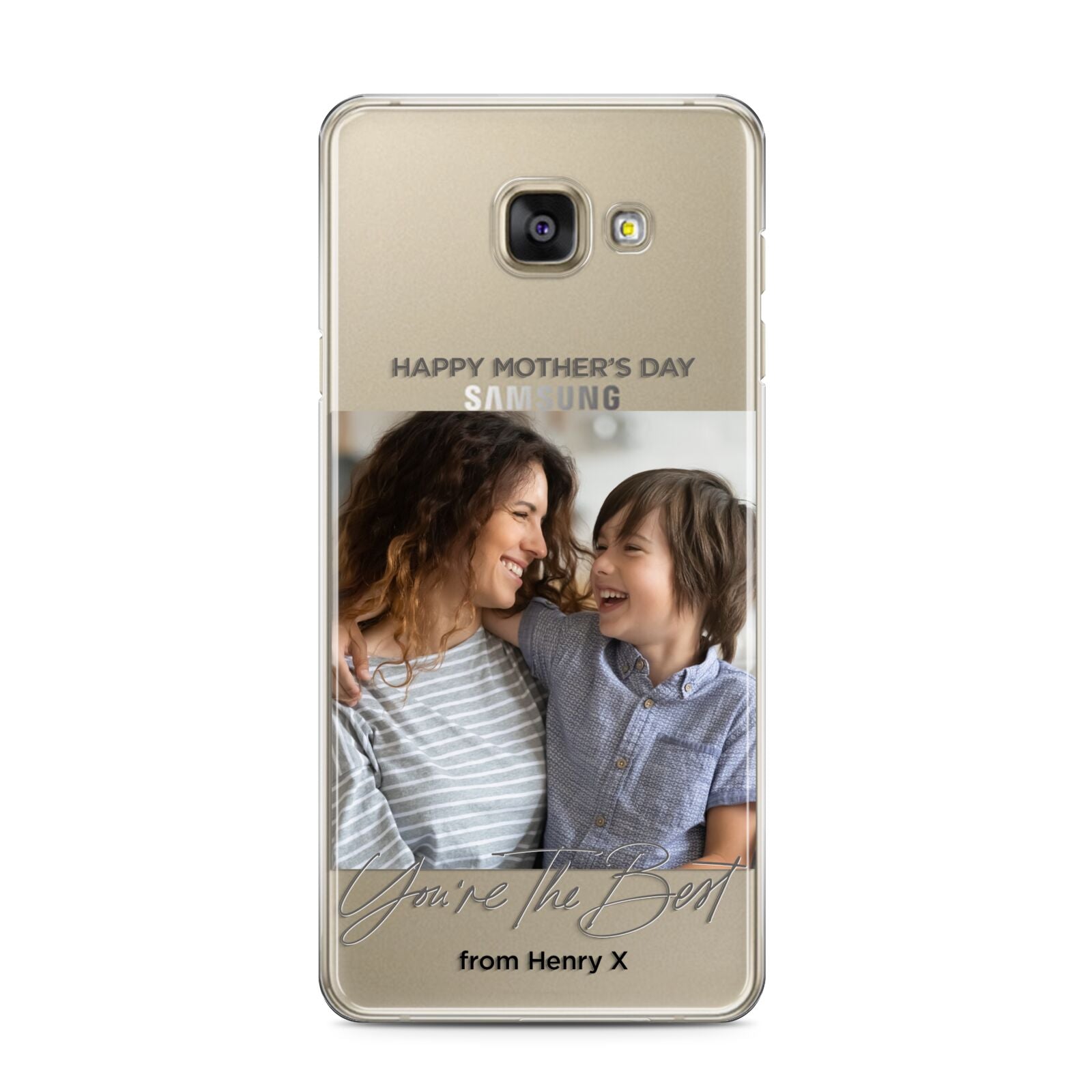 Mothers Day Photo with Name Samsung Galaxy A3 2016 Case on gold phone