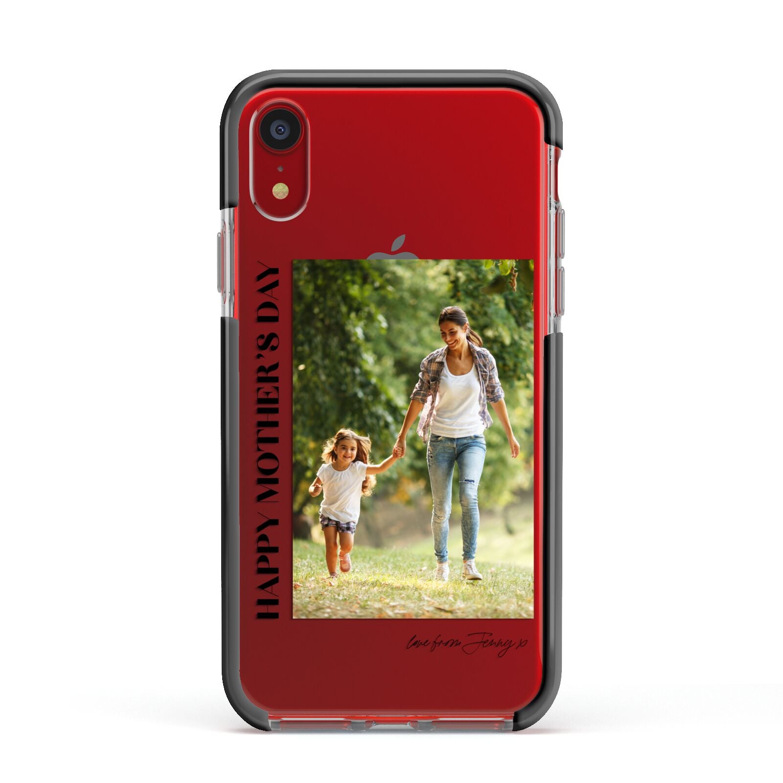 Mothers Day Photo with Text Apple iPhone XR Impact Case Black Edge on Red Phone