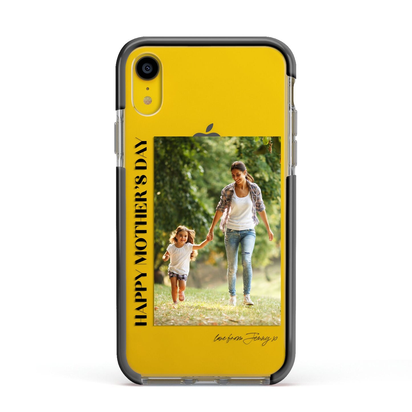 Mothers Day Photo with Text Apple iPhone XR Impact Case Black Edge on Yellow Phone