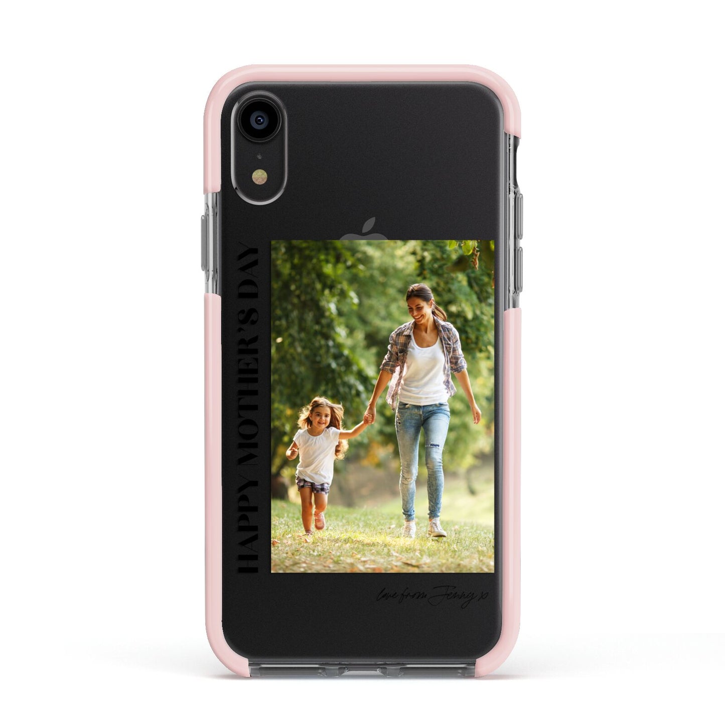 Mothers Day Photo with Text Apple iPhone XR Impact Case Pink Edge on Black Phone